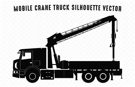 Mobile Crane Truck vector black Silhouette isolated on a white ...