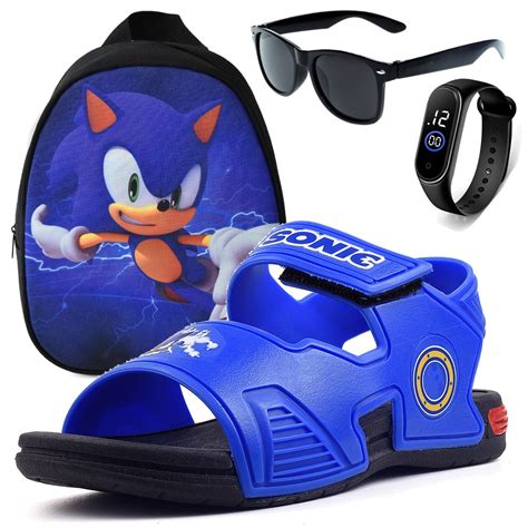 Sand Lia Infantil De Led Masculina Papete Sonic Menino Mochila