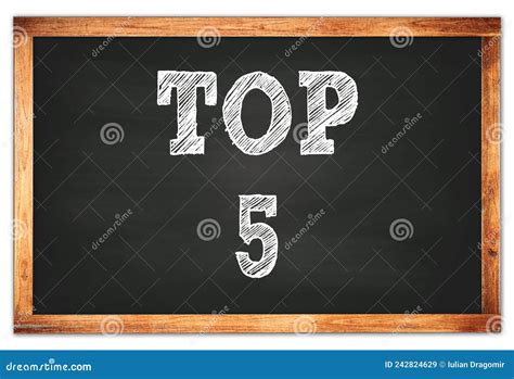 Top 5 Words On Black Wooden Frame School Blackboard Stock Image Image