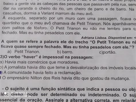 O verbo “haver" é impessoal na passagem: - brainly.com.br