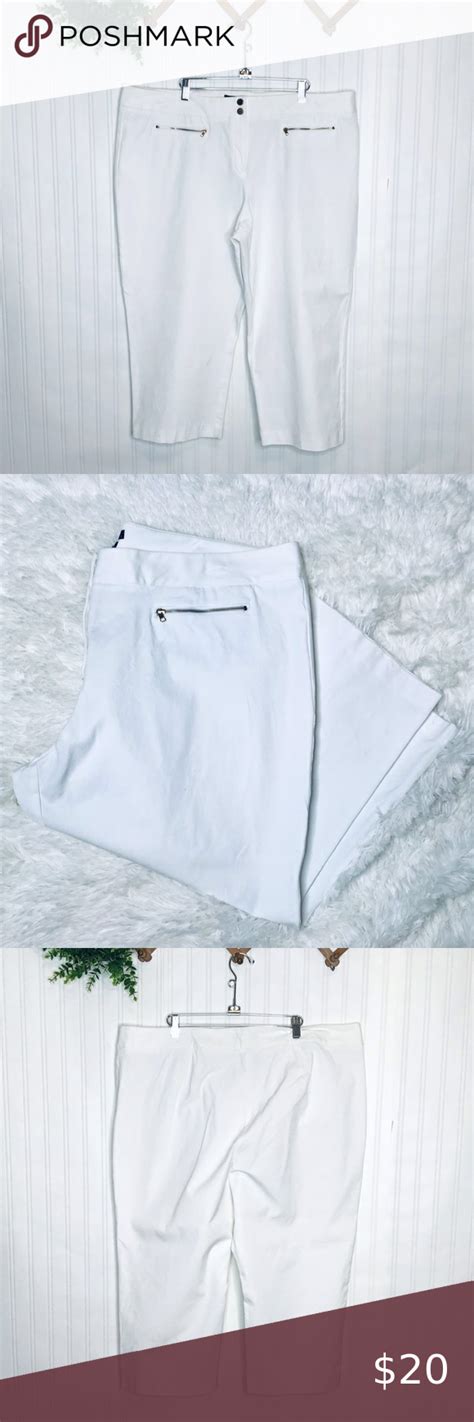 Alfani Woman White Cropped Pants With Zipper Pockets Size 22w White