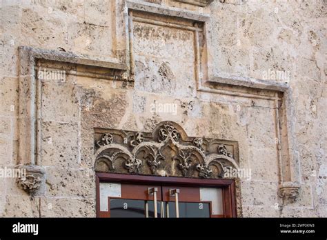 Stone carving over the door of the Ovando house in the Colonial Zone of ...