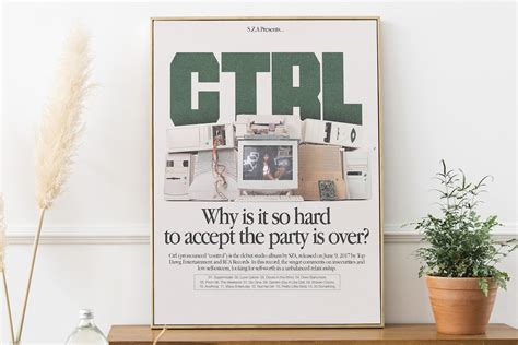 CTRL Album Cover Poster Trendy SZA Wall Art Digital Artwork Retro Music ...