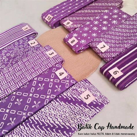 Jual Kain Batik Cap Halus Ungu Lilac Kain Batik Ungu Bahan Batik Katun