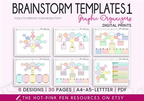 Brainstorm Templates 1 Brainstorming Printables Graphic Etsy Singapore