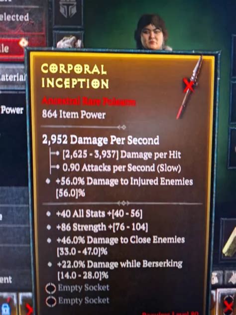 DIABLO 4 SEASON 3 S3 Ancestral Polearm All Stat Str Damage Close