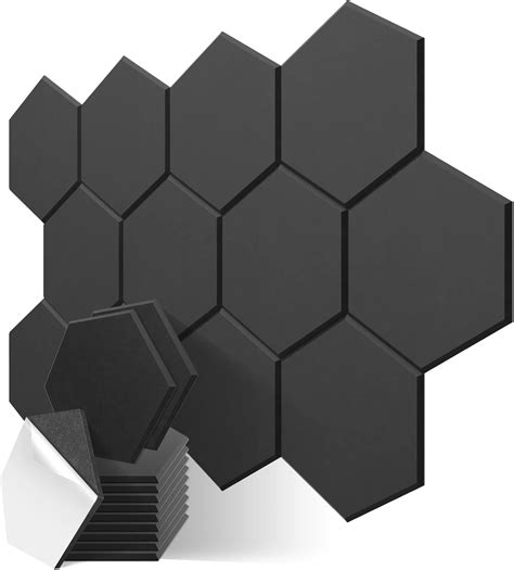 JBER 12 Pack Hexagon Acoustic Panels Beveled Edge Sound Proof Foam