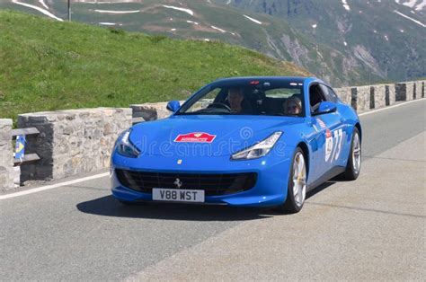 Blue Ferrari Take Part In The Cavalcade 2018 Event Along The Roads Of