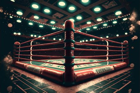 Premium Ai Image A Boxing Ring With A Green And Red Matress On The Floor