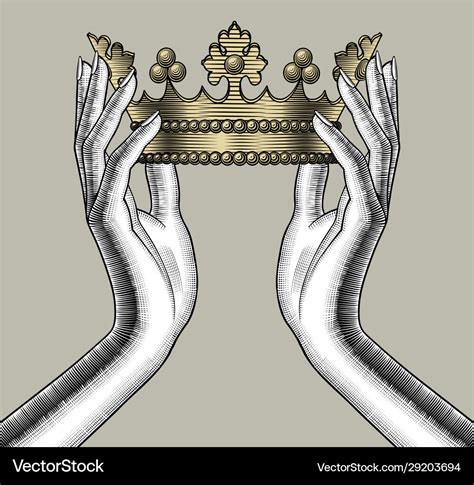 Female Hands Holding A Gold Crown Royalty Free Vector Image