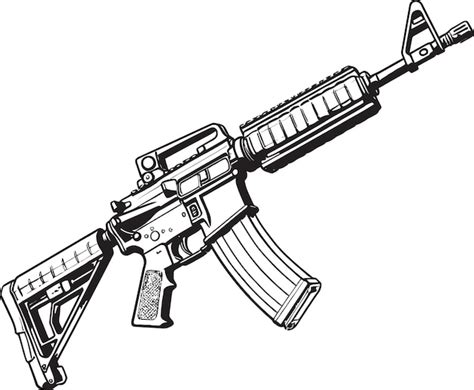 Tactical Excellence M16 Rifle Icon In Black Vector Military Standard