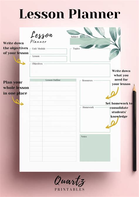 Lesson Plan Template Teacher Planner Printable Lesson Etsy Teacher