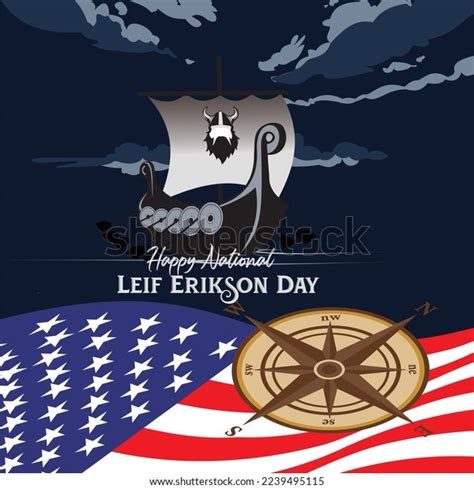 Vector Illustration Happy Leif Erikson Day Stock Vector Royalty Free