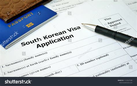 South Korean Visa Application Form Passport Stock Photo 1112527538 ...