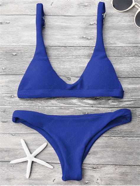 Low Waisted Padded Scoop Bikini Set SAPPHIRE BLUE Bikinis L ZAFUL