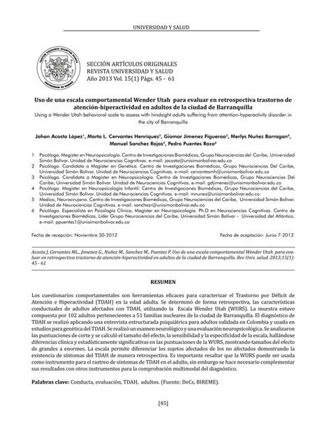 PDF SECCIÓN ARTÍCULOS ORIGINALES REVISTA UNIVERSIDAD Y TDAH se