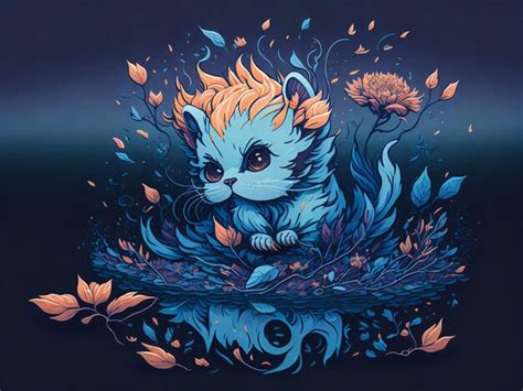 Premium Ai Image Stitch Textured Tapestry Colorful Ornamental Cat