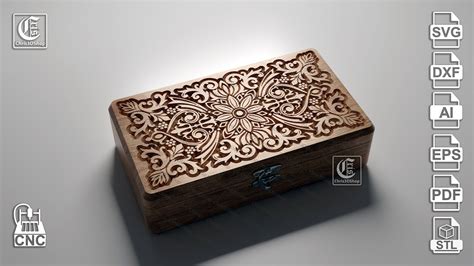 V Carved Rectangular Jewelry Box 2 Files For CNC And 3D Etsy