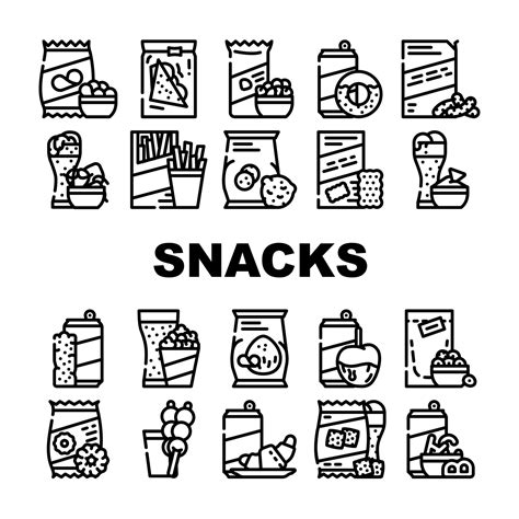 Snacks Food And Drink Collection Icons Set Vector 8372961 Vector Art at ...