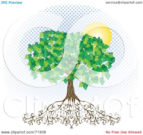 Royalty Free Rf Clipart Illustration Of A Deeply Rooted Mature Tree