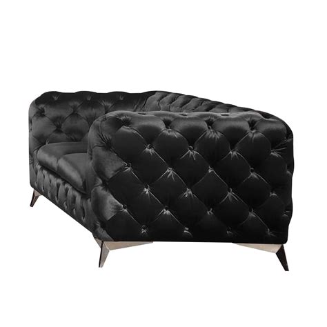 Benjara Reno Knox 74 Inch Modern Glam 2 Seater Loveseat Chesterfield