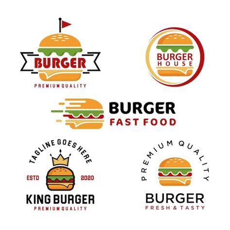 Conjunto De Logotipos De Hamburguesas Vectoriales Emblemas De