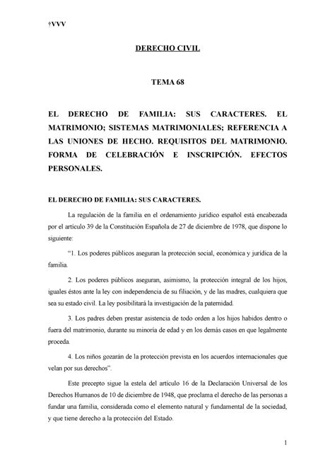 Derecho De Familia Caracteres Generales Derecho De Familia Y