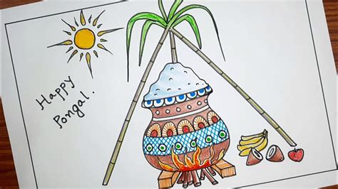 Pongal Drawing Easy Pongal Festival Drawing For Beginners Pongal