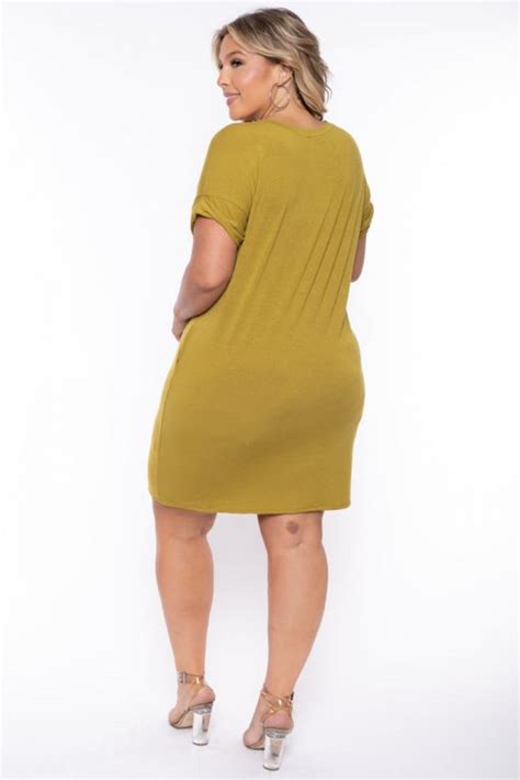 Cheap Zenana Plus Size Basic T Shirt Dress Chartreuse New Arrivals