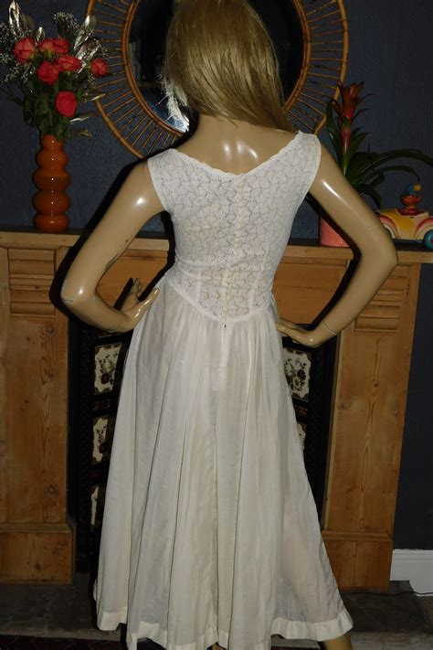 Vintage 50s Cream Lace Tulle Semi Sheer Wedding Dress 8 Xs 1950s Bridal