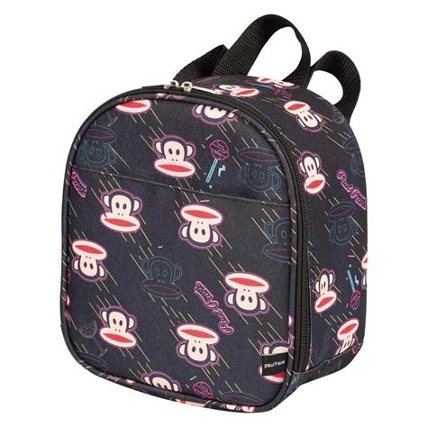 Kit Mochila Paul Frank Escolar Juvenil Costas Macaquinho G Lancheira Térmica Estojo Duplo