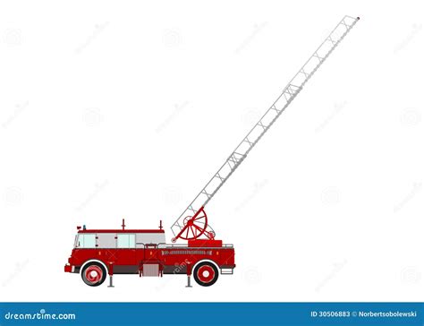 Fire Truck with a Ladder Fanned. Stock Vector - Illustration of chrome ...