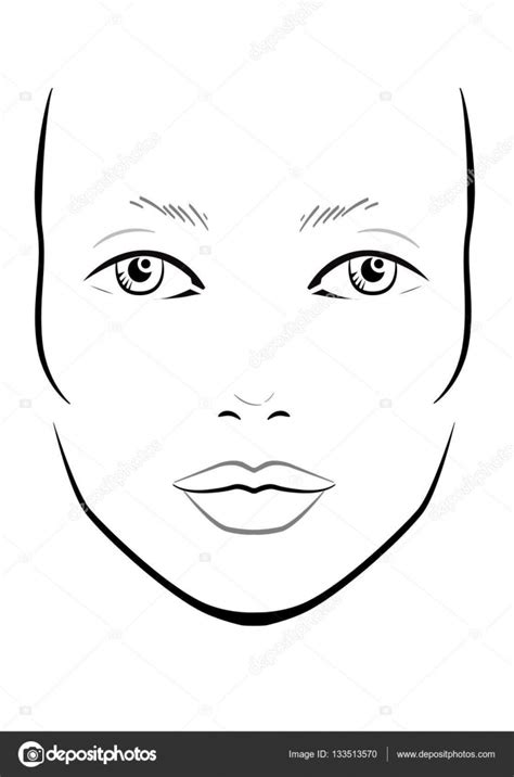 Face Chart Makeup Artist Blank Template Vector Illustration Stock