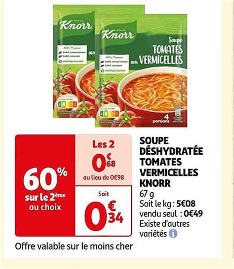 Promo Soupe Déshydratée Tomates Vermicelles Knorr chez Auchan