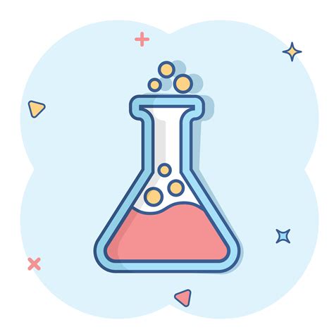 Chemistry Beakers Sign Icon In Comic Style Flask Test Tube Vector