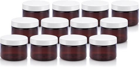 Amazon Oz Amber Pet Plastic Low Profile Jar With Black Smooth