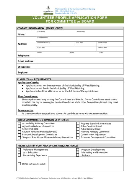 Fillable Online Volunteer Profile Application Form For West