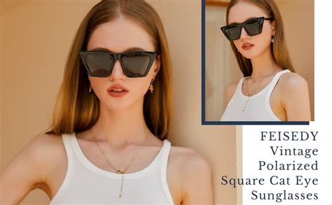 Feisedy Vintage Polarized Square Cat Eye Sunglasses Women Trendy