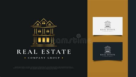 Luxury Gold Real Estate Logo Design with Line Style Stock Vector ...