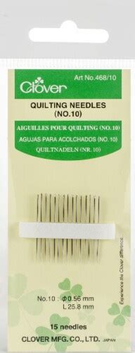 Clover Quilting Needles 15 Pkg No 10 1 King Soopers