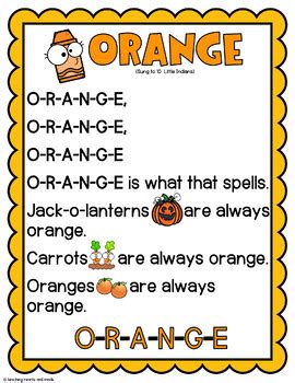 ORANGE song, poster and books! by Teaching Hearts and Minds | TpT