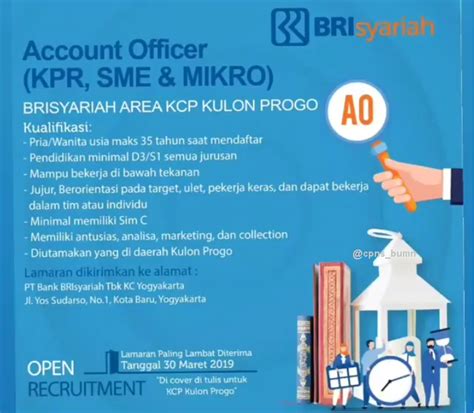 Lowongan Kerja Account Officer Pt Bank Bri Syariah Tbk D S Semua