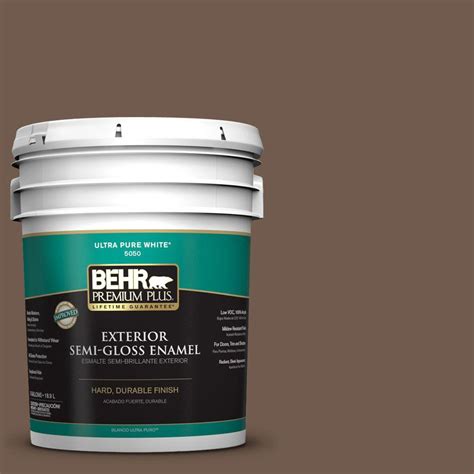 Behr Premium Plus Gal Ppf Rich Brown Semi Gloss Enamel Exterior