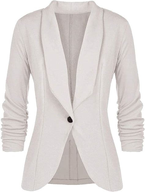 BOLAWOO 77 Damen Blazer Tailliert Slim Elegante Langarm Kurz Business