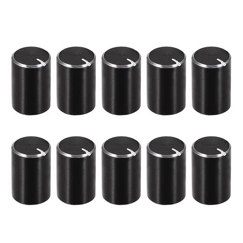 10 Pcs Potentiometer Knob Knurled Shaft Black Aluminum 6mm Shaft Dia