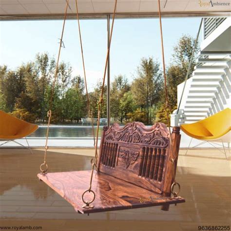 Royal Ambience Wooden Swing Jhula With Chain Set And Carving Eagle