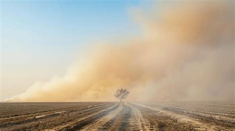 Dense Dust And Smoke From Burning Stubble In Post Harvest Agricultural