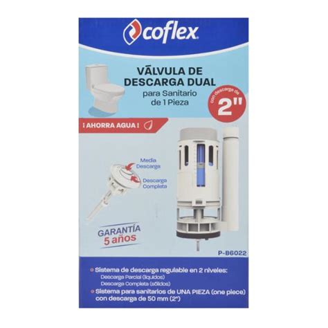 VÁLVULA DE DESCARGA DUAL PARA SANITARIO 2 PULGADAS BLANCO COFLEX The