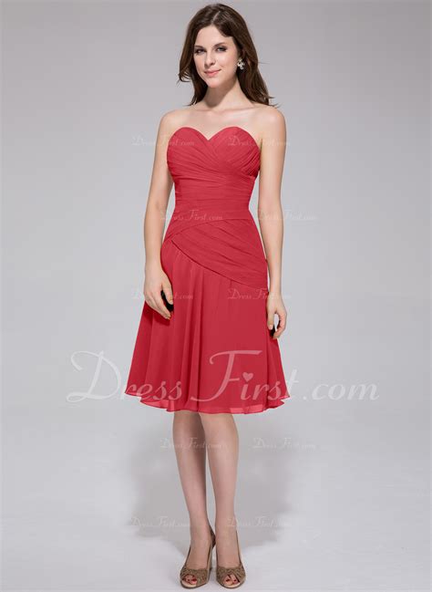 A Lineprincess Sweetheart Knee Length Chiffon Bridesmaid Dress With