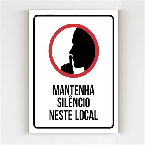 Placa de sinalização mantenha o silêncio nesse local 20x29 Submarino